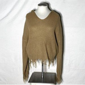 Vintage Y2K UK2LA Tan Distressed Knit Hoodie M
